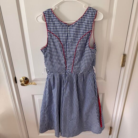 Vintage Oktoberfest Dirndl Drindl Dress Embroidery Lace Up Checkered - Picture 6 of 8